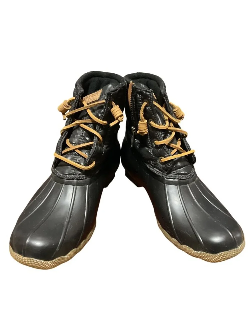 Sperry Saltwater Quilted Duck Boots Sz 7.5 Black STS80755 Quilted Rain Shoes